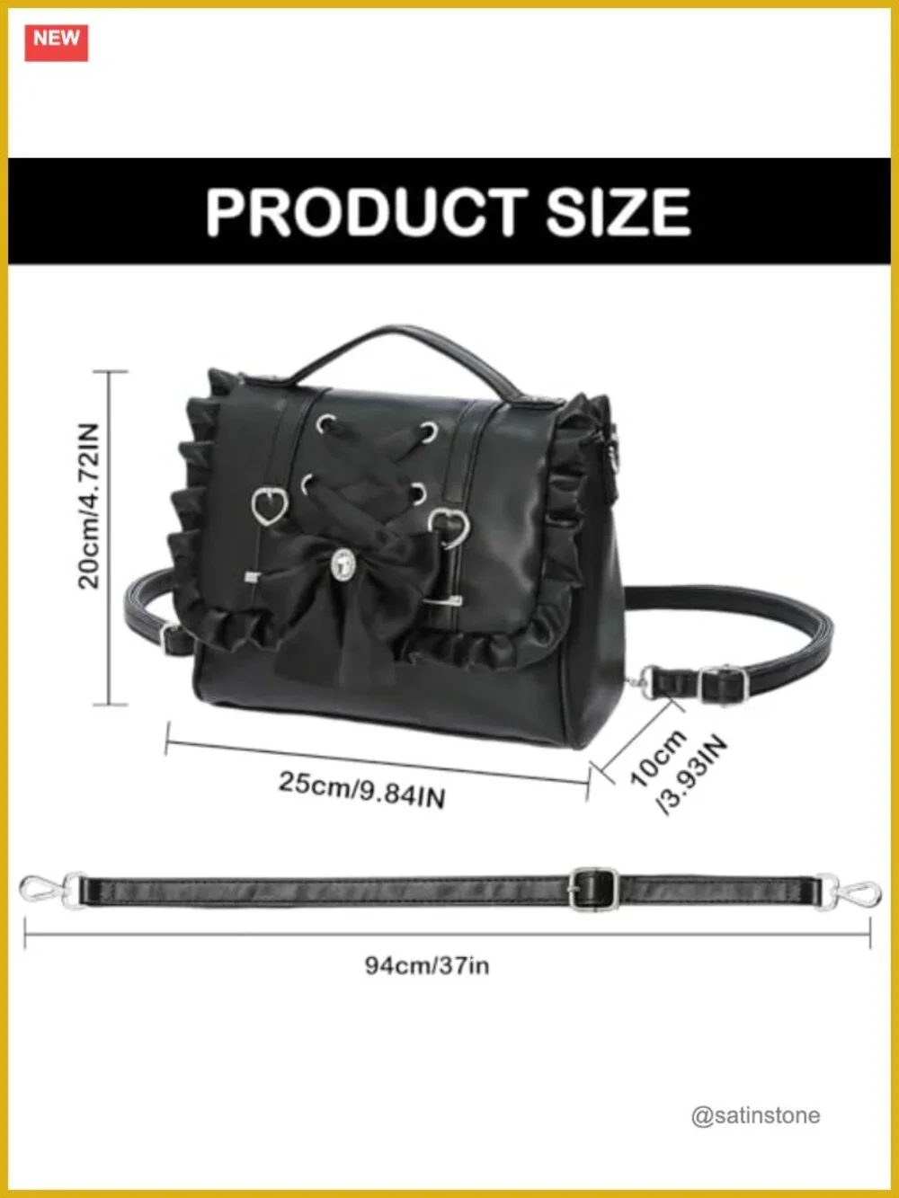 3-Way Convertible Gothic Lolita Backpack - PU Leather Satchel Crossbody Bag